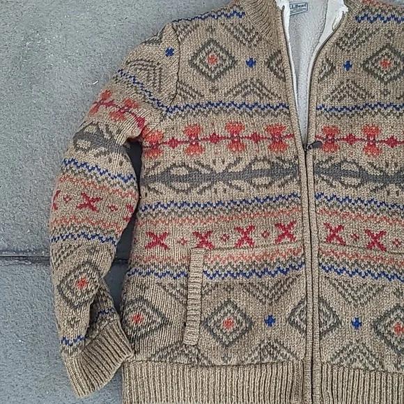 L.L Bean  wool sweater jacket  fleece lined - Picture 3 of 16